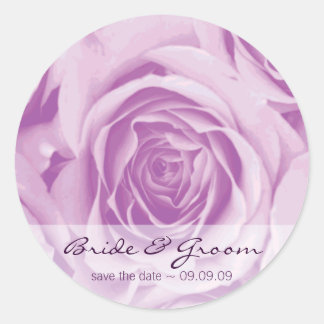 Save the Date lilac roses Wedding Stickers