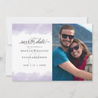 Save the Date | Lilac Watercolor Stroke Invitation
