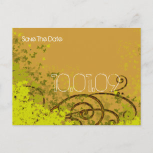 Save the Date- Lime Leaf Swirls Announcement Postcard