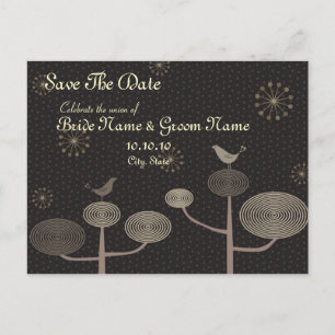 Save The Date Love Bird Invitation Postcard