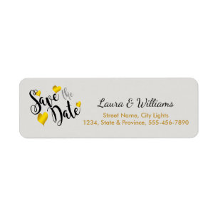 Save The Date Love Golden Heart Shape Brushed