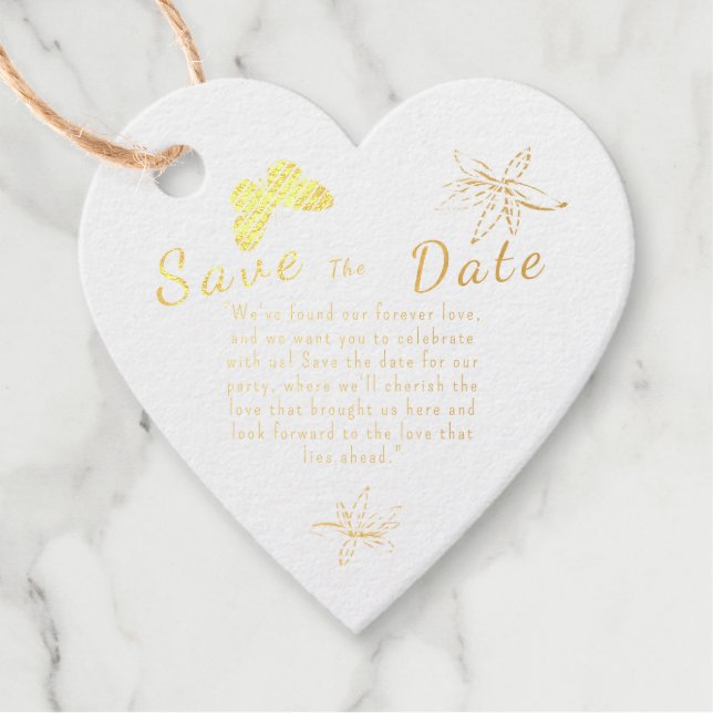 Save The Date Love Heart Favour Tag (Front)