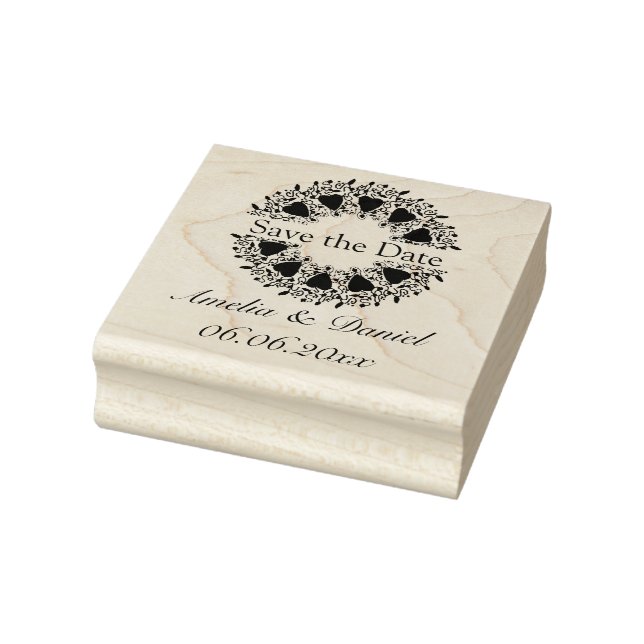 Save the Date Love Heart Wreath Rubber Stamp (Stamp)
