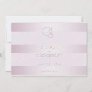 Save the Date Luminous PlumRose Stripes Monogram