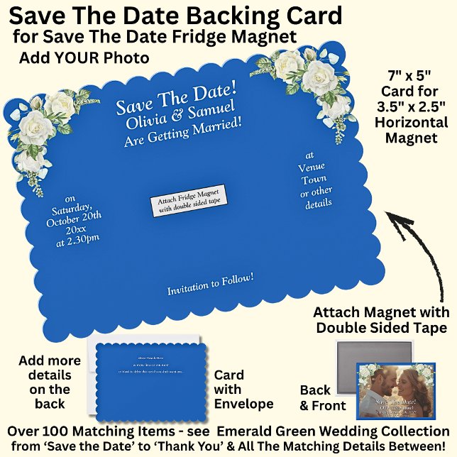 Save The Date, Magnet Backing Card Blue White (Creator Uploaded)