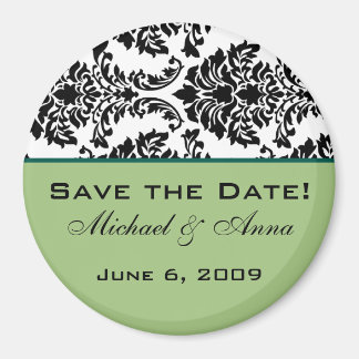 Save The Date Magnet Baroque Black and Green