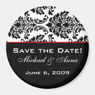 Save The Date Magnet Baroque Black and Red
