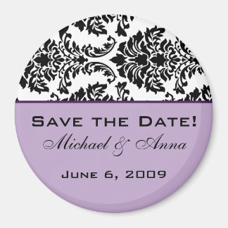 Save The Date Magnet Baroque Black & Purple
