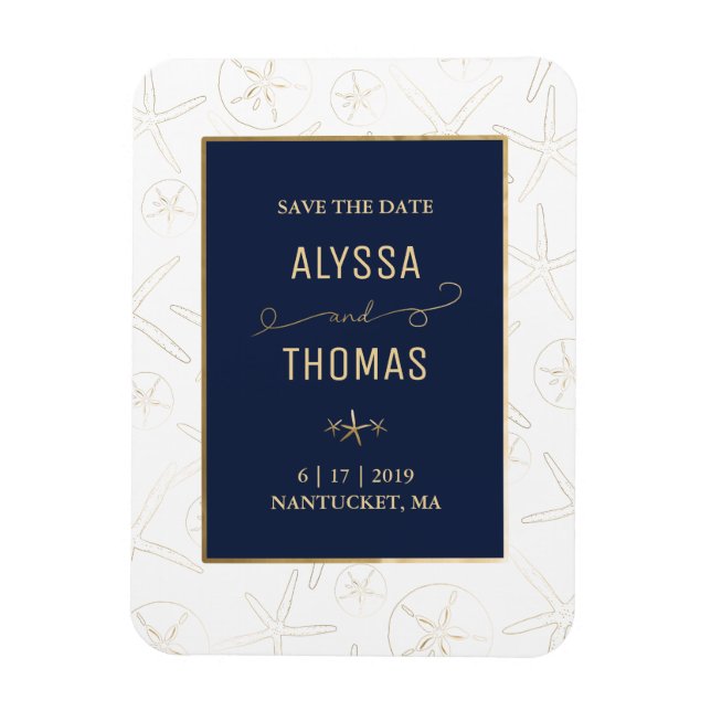 Save the Date Magnet - Beach Wedding, Starfish (Vertical)