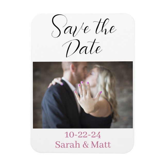 Save the date magnet Beachy personalised photo (Vertical)