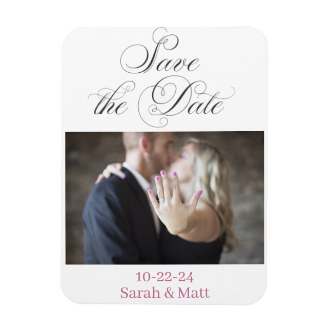 Save the date magnet Beachy personalised photo (Vertical)