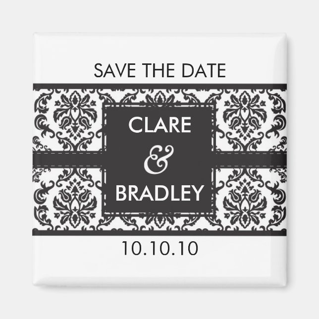 SAVE THE DATE :: magnet :: damask - black (Front)