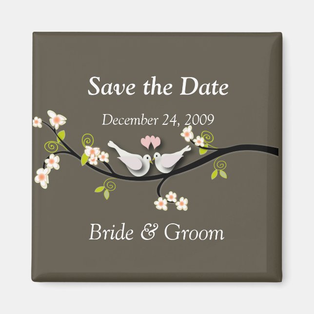 Save the Date Magnet, love birds Magnet (Front)