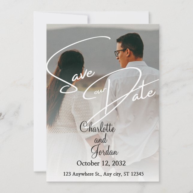 Save the Date Magnet Photo for Wedding Holiday Card (Front)