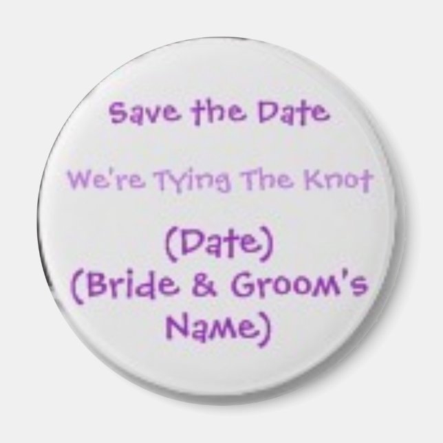 Save the Date Magnet Round - personalised text (Front)