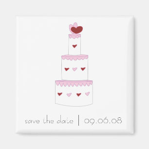 Save the Date Magnet with Wedding Cake Design