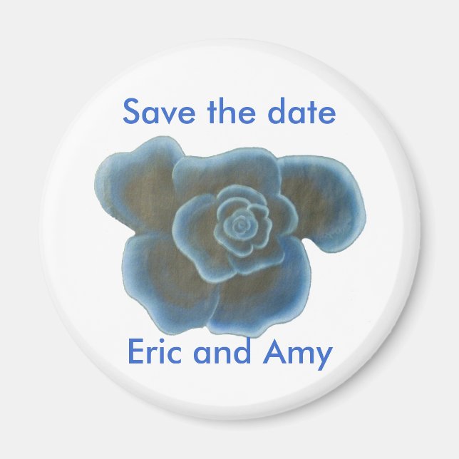 Save the date magnets, Blue Rose Painting Magnet (Front)