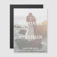 Save The Date Magnets with Names Featured White