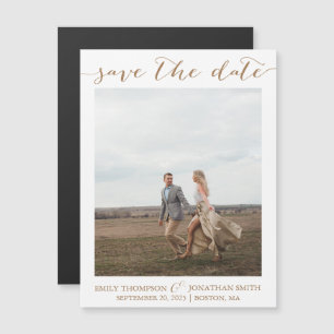 Save The Date Magnets with One Photo in Gold