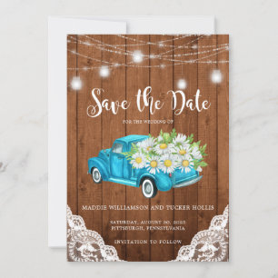 Save the Date Mason Jar Lights Wood Lace 
