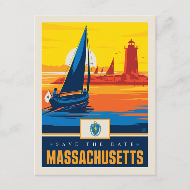 Save the Date | Massachusetts Invitation Postcard (Front)
