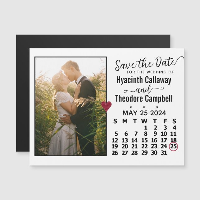 Save the Date May 2024 Calendar Photo Magnet (Front/Back)