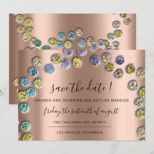 Save The Date Minimalism Gold Green Rose