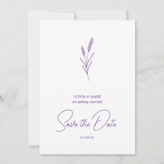 save the date minimalist elegant writing lavender invitation