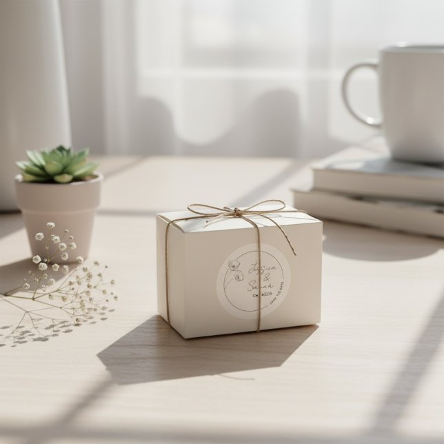 Save The Date Minimalist Poppy Wedding Classic Round Sticker (Save The Date Minimalist Poppy Wedding Classic Round Sticker)