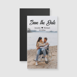 save the date minimalist script photo magnet