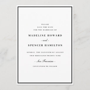 Save the Date Minimalist Simple Elegant Wedding