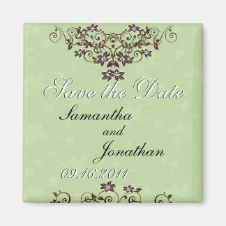 Save the Date Mint Green & Chocolate Brown Magnet