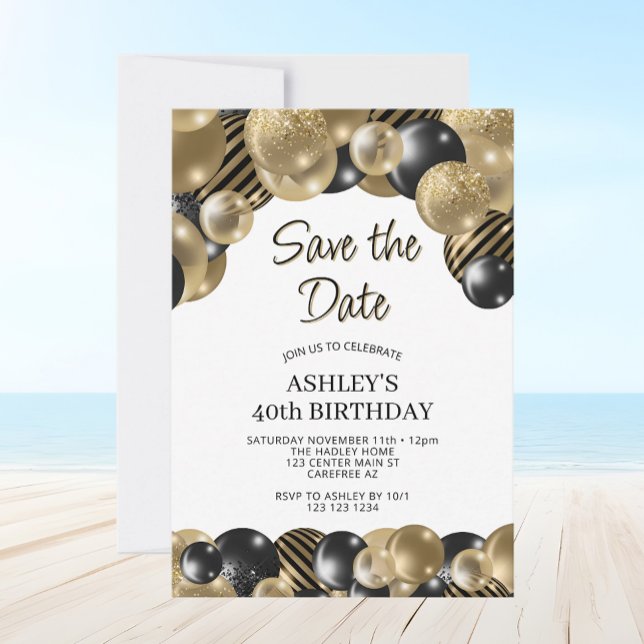Save the Date Modern Balloons 40th Birthday Invitation (Creator Uploaded)