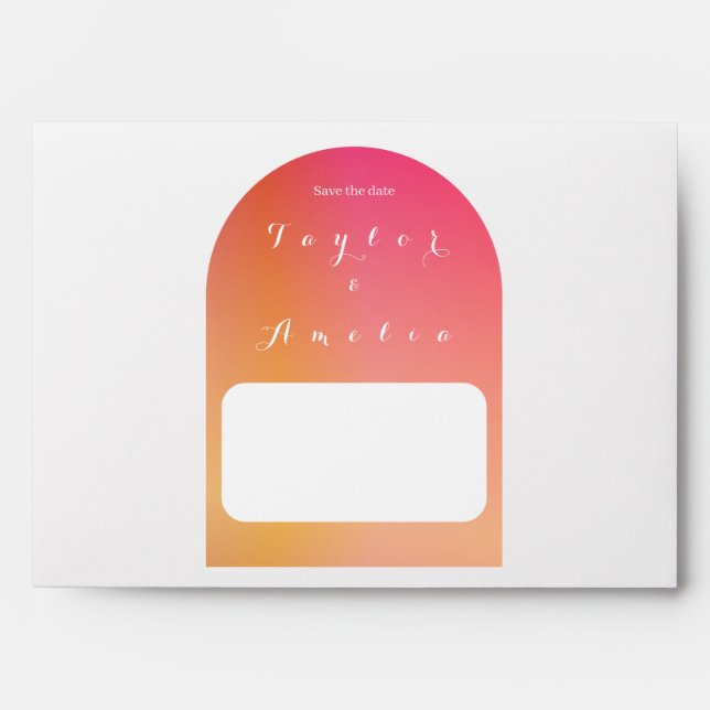 Save the Date Modern Boho Arch Orange Invitation  Envelope (Front)