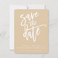 SAVE THE DATE modern calligraphy script sage wheat