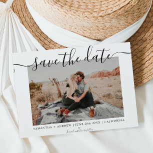 Save the date modern chic typography photo announcement postcard