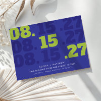 SAVE THE DATE modern chunky type date blue green