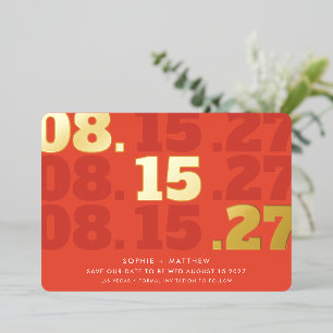 SAVE THE DATE modern chunky type date orange gold