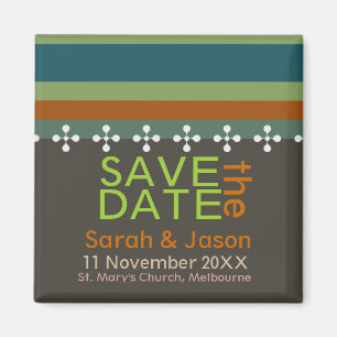 Save the Date Modern Earth Stripes Magnet