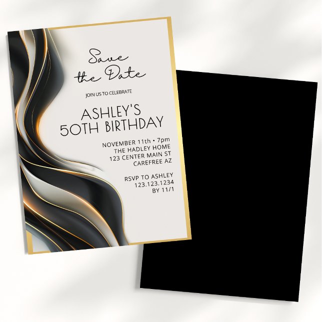Save the Date Modern Elegant 50th Birthday Invitation (Creator Uploaded)