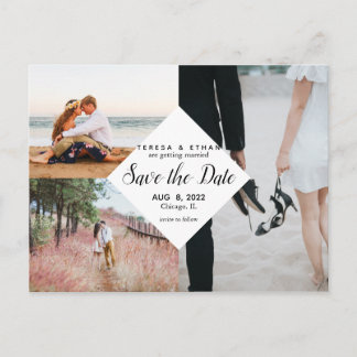Save the Date Modern Elegant Multi-Photo Collage Postcard
