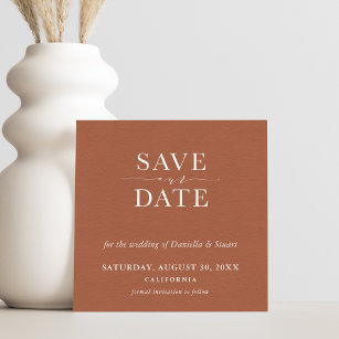 SAVE THE DATE modern elegant terracotta clay Invitation