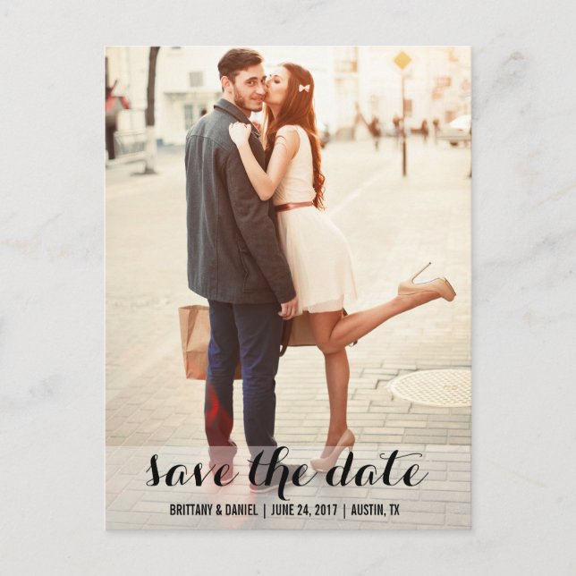 Save The Date Modern Engagement Postcard L (Front)