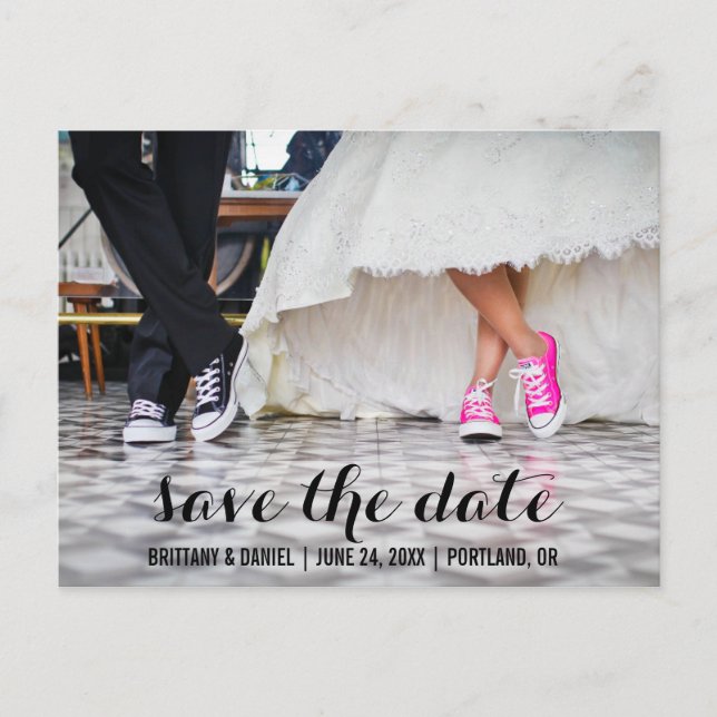 Save The Date Modern Engagement Postcard S (Front)