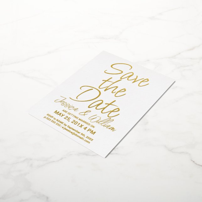 Save the Date Modern Foil Typography Design Invitation Postcard (Rotated)