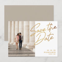 Save the Date Modern Gold Glitter Column