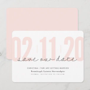 SAVE THE DATE modern large numbers pink black Invitation