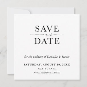 SAVE THE DATE modern minimal elegant black white Invitation