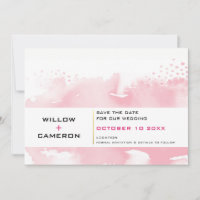 SAVE THE DATE modern minimal watercolor pale pink