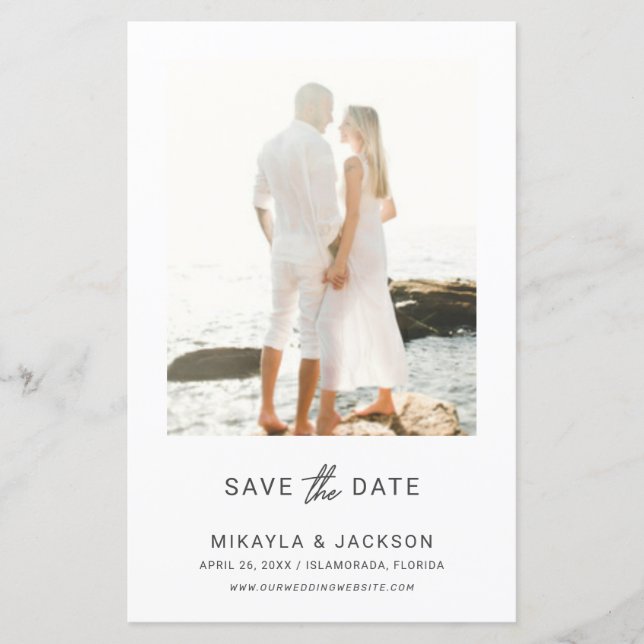 Save the Date Modern Minimalist Budget Wedding (Front)